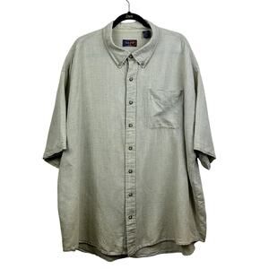 Repp LTD 3XB Short Sleeve Button-Down Linen Shirt Beige